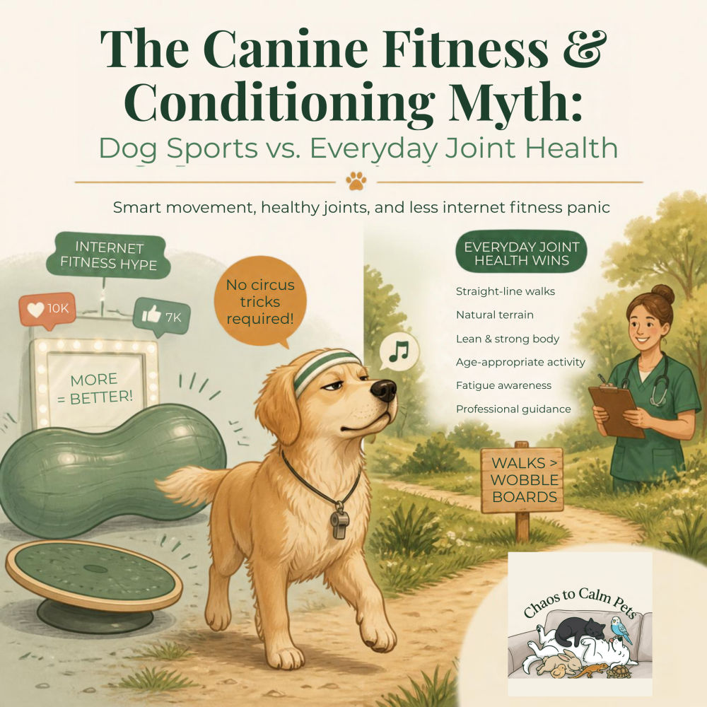 Golden retriever choosing natural trail walk over wobbly balance disc fitness equipment