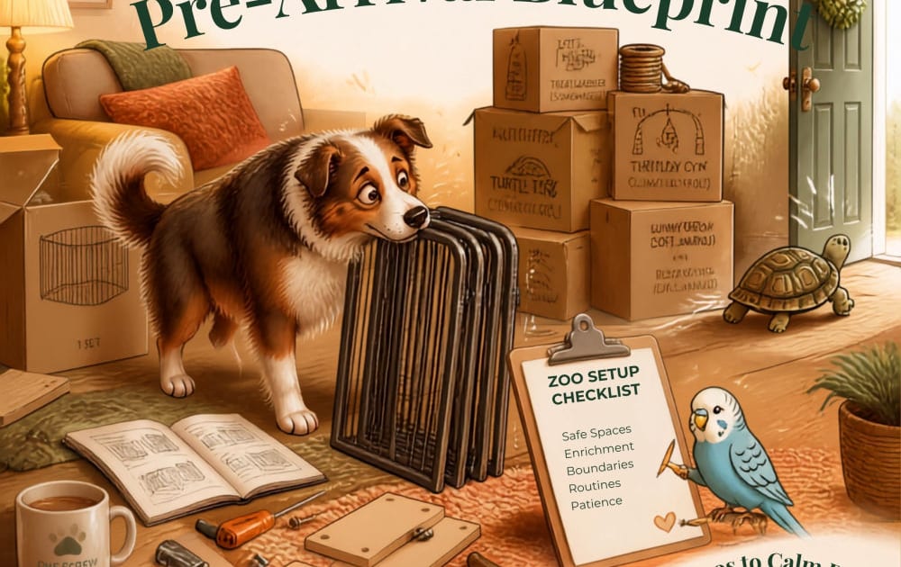 Multi-species pets living peacefully in a well-prepared home